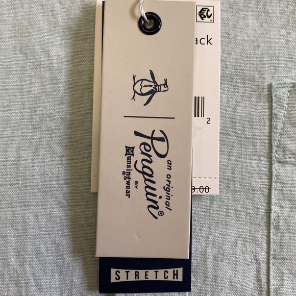 Original Penguin Linen Blend Woven Button-Down, Surf Spray/Light Green Small NWT - Picture 3 of 16